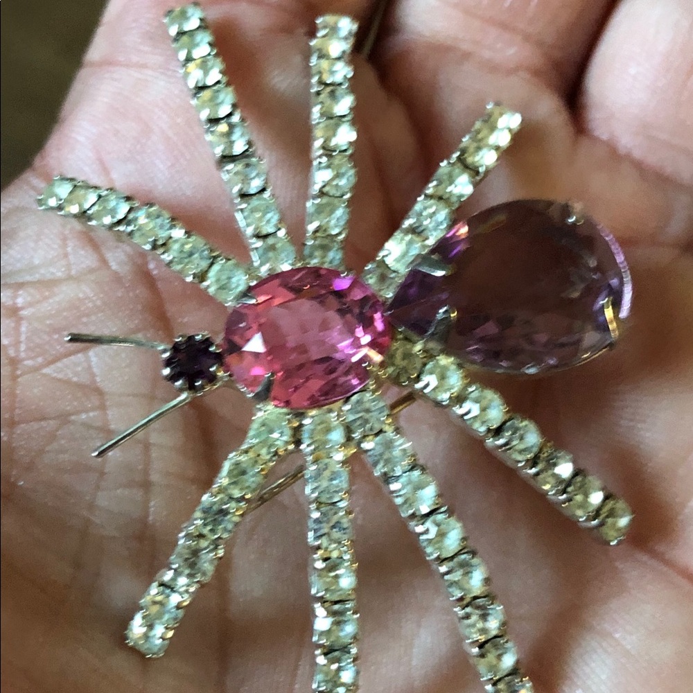 Lovely Vintage Crystal SPIDER Brooch - Picture 3 of 3